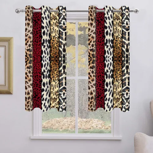 Miniatura 93 de Cortina opaca con estampado de animales salvajes, para oscurecer la habitación, con aislamiento térmico, con ojales para sala, comedor, dormitorio