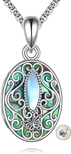 Miniatura 14 de ONEFINITY Collar con medallón de árbol de la vida, collar de plata de ley que sostiene fotos, colgante de medallón del árbol de la vida
