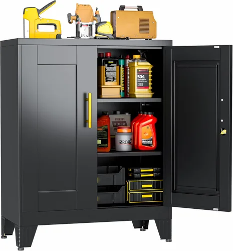Miniatura 18 de Armario de herramientas de metal con ruedas de 36 pulgadas, 13.8 pulgadas de profundidad x 27.6 pulgadas de ancho x 35.4 pulgadas de alto, gabinete