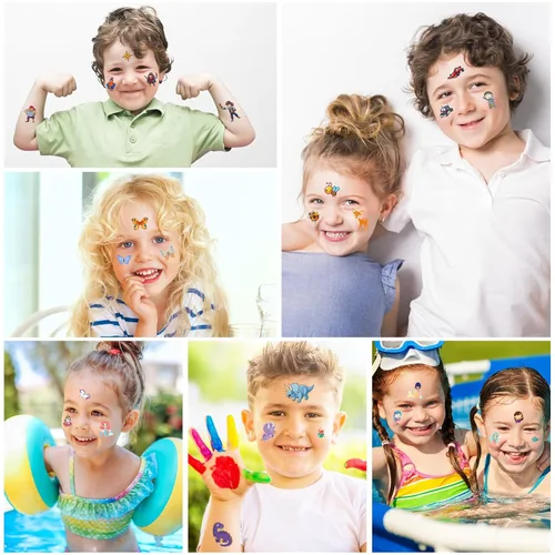 Miniatura 2 de Habett Tatuajes para niños, más de 300 estilos mixtos de tatuajes temporales, juego de calcomanías para niñas y niños, dinosaurios espaciales