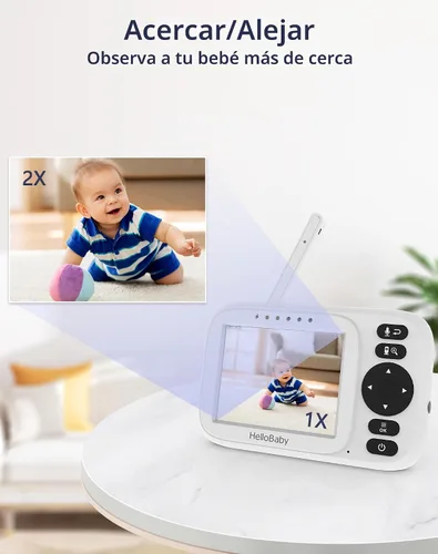 Miniatura 6 de HelloBaby Monitor sin WiFi Video Baby Monitor con cámara y audio - Pantalla de 3.2 pulgadas, conversación de 2 vías, visión nocturna, 8 canciones
