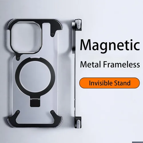 Miniatura 3 de Losin Soporte magnético para iPhone 15 Pro Max de metal sin marco [compatible con MagSafe] [protección contra caídas] Funda delgada a prueba