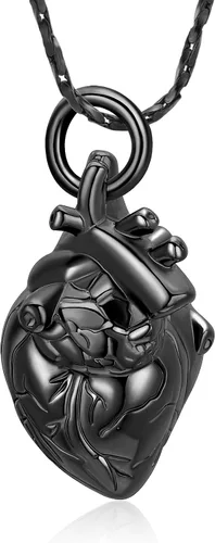 Miniatura 21 de Imrsanl Collar con colgante de joyería de cremación para cenizas – Collar anatómico de urna de corazón para cenizas – Medallones conmemorativos