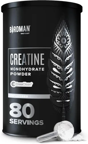 BIRDMAN Monohidrato de creatina micronizada en polvo, recuperación muscular, sin cafeína, creatina pre-entrenamiento, vegano, post-entrenamiento,