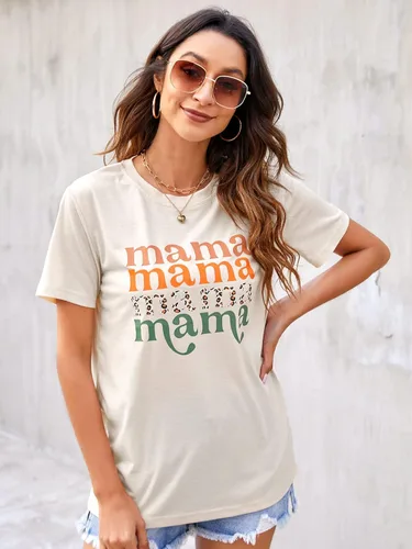 Miniatura 4 de Blooming Jelly Camiseta de manga corta para mujer con estampado de mamá y ajuste holgado