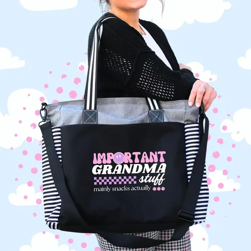 Miniatura 146 de Brooke & Jess Designs Bolso de mano para la abuela – Bolso de lona resistente con cremallera y bolsillo interior para la abuela para uso diario
