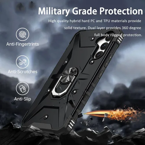 Miniatura 6 de Miimall Funda resistente para Samsung Galaxy A54 0.18 oz, cuerpo completo, soporte de anillo giratorio, protección a prueba de caídas de grado