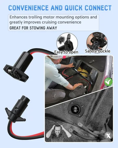 Miniatura 4 de Enchufe de motor de arrastre, enchufe y receptáculo de motor de arrastre de 12 V para Minn Kota, motor de arrastre impermeable de conexión rápida