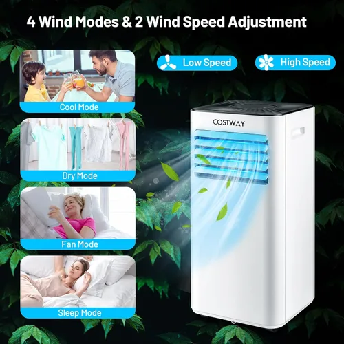 Miniatura 5 de COSTWAY Aire acondicionado portátil 10000BTU, deshumidificador, refrigeración para espacios de habitación de hasta 350 pies cuadrados con función