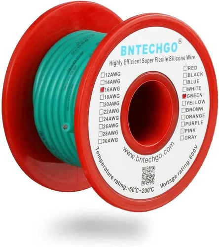 Miniatura 45 de BNTECHGO Carrete de alambre de silicona de calibre 16, rojo de 25 pies y negro, 25 pies, 2 cables separados, alambre de cobre estañado flexible