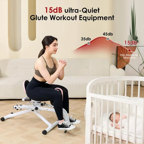 Miniatura 7 de Máquina Abductora y Aductora de Cadera para Gimnasio en Casa, Sistema de Entrenamiento de Muslo Interno y Externo y Glúteos Blanco