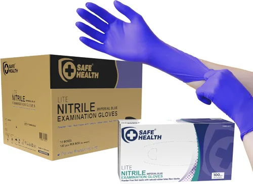 Miniatura 11 de Safe Health Nitrile Exam Gloves – 4 mil, Latex-Free, Powder-Free, Disposable, Blue, Medical Grade, Food, Cleaning Use