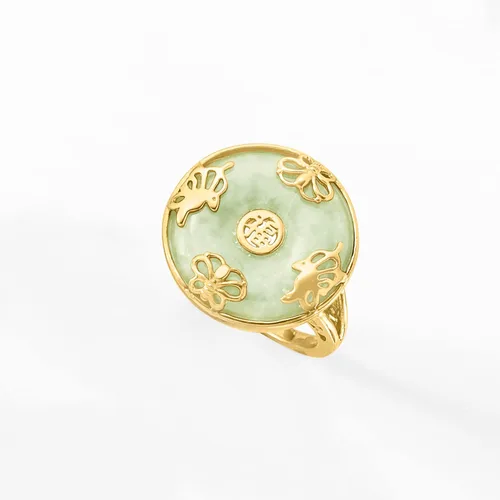 Miniatura 4 de Ross-Simons Anillo de mariposa de la buena fortuna en oro de 18 quilates sobre plata esterlina, Gema, Jade