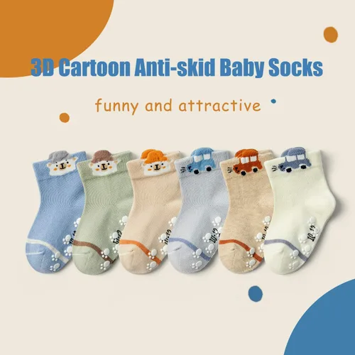 Miniatura 2 de Moon Tree Calcetines antideslizantes para bebés y niñas, calcetines de rodilla con puños para bebés, calcetines antideslizantes de algodón