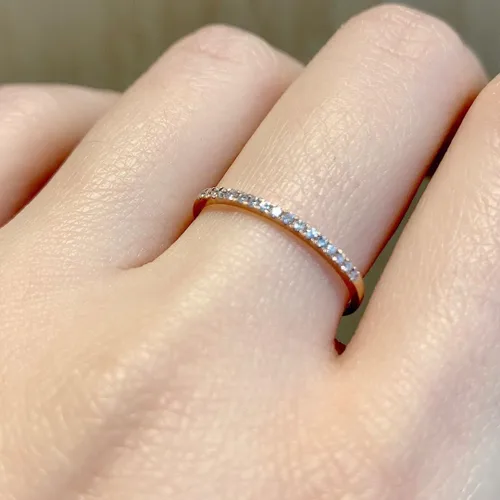 Miniatura 80 de Narica Anillo de 21 piedras chapadas en plata, apilables, corte redondo, zafiro azul, circonita cúbica, relleno de circonita cúbica, halo