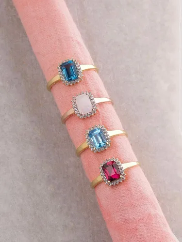 Miniatura 7 de YoTreasure Anillo de compromiso de oro amarillo sólido de 10 quilates con topacio azul Londres de 1.34