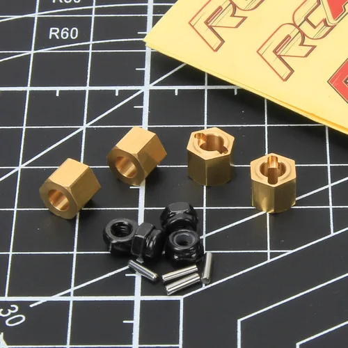 Miniatura 7 de RCAWD Adaptador de cubo hexagonal de rueda de latón completo H7* 0.244 in extendido 0.079 in para 1/24 FMS FCX24 piezas de actualización