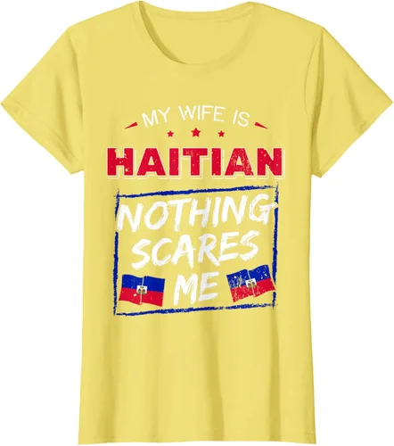 Miniatura 69 de My Wife Is Haitian Republic of Haiti Heritage Roots - Camiseta con bandera, Negro, S