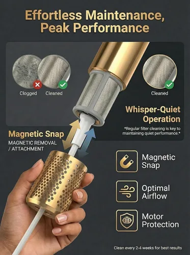 Miniatura 7 de Secador de pelo de alta velocidad con difusor, 110,000 rpm, motor sin escobillas, secador iónico para secado rápido, iones negativos de 656.2 ft