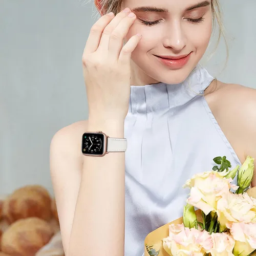 Miniatura 6 de correas compatibles con Apple Watch de 1.49, 1.57, 1.65 y 1.73 pulgadas; correa de repuesto de cuero auténtico compatible con Apple Watch Series 5