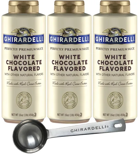 Miniatura 17 de Ghirardelli 1 - Salsas de caramelo y 2 - salsa de caramelo con sal marina, botellas de presión de 16 oz con cuchara barista estampada