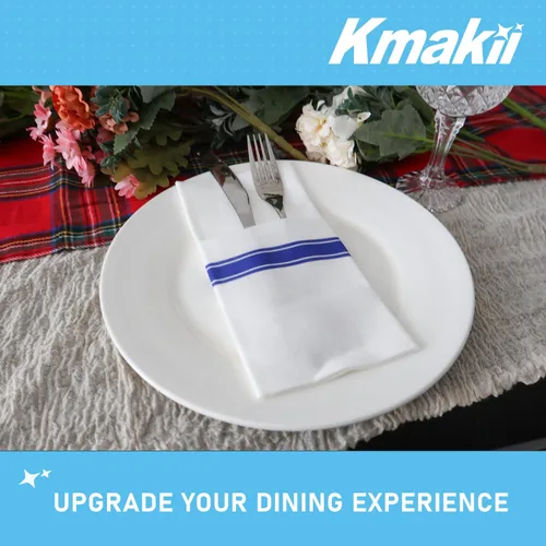 Miniatura 5 de KMAKII Servilletas desechables de papel con bolsillo integrado para cubiertos desechables para fiestas, bodas, eventos, tacto de lino, 16 x 16