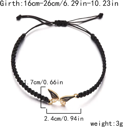 Miniatura 5 de Always Believe in Yourself - Pulsera de mariposa con dije de mariposa para mujer, pulsera elástica de cuentas de cristal de mariposa de la suerte