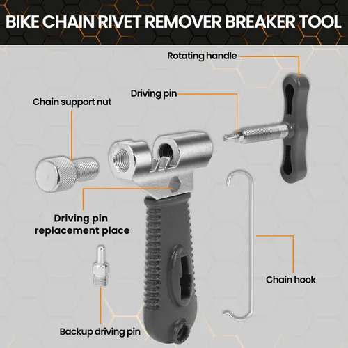 Miniatura 2 de Conjunto de herramientas de reparación de cadena de bicicleta Oumers, herramienta de rotura de cadena de bicicleta, alicates de eslabón maestro, Gris