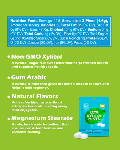 Miniatura 2 de DC24 DAILY CARE - Mentas 100% xilitol Sin aspartamo, sin azúcar, veganas, sin gluten y aptas para dietas keto Mentas con sabor natural a menta