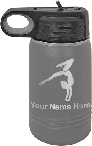 Miniatura 71 de LaserGram Botella de agua personalizada, soporte de mano de gimnasta, acero inoxidable de doble pared aislada al vacío con popote superior, regalo
