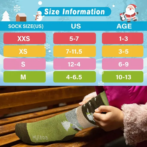 Miniatura 4 de Hylaea Calcetines de esquí de lana merino para niños, calcetines térmicos cálidos hasta la rodilla para patinaje de snowboard para niños y niñas