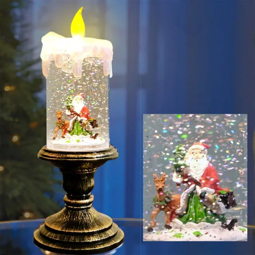 Miniatura 3 de Eldnacele Velas de Globo de Nieve de Halloween Lámpara Iluminada, Operada con Batería Vela Giratoria Espeluznante de Tornado de Agua Brillante Sin