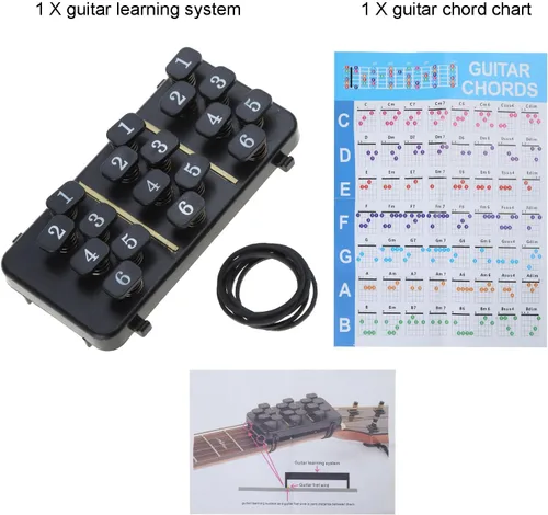 Miniatura 4 de Entrenador de acordes de guitarra con 18 botones, herramienta de aprendizaje de guitarra para personas cuyos dedos duelen por cuerdas de guitarra