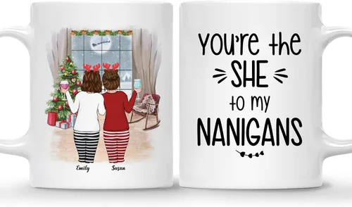 Miniatura 23 de Gossby Taza de café de Navidad personalizada para amigas, regalos de amistad personalizados para mujeres con diseño, nombre, regalos de mujer