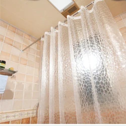 Miniatura 15 de AooHome Cortina de ducha corta transparente de 72 pulgadas de ancho x 60 pulgadas de alto, cortina de división de plástico PEVA con ganchos, ojales