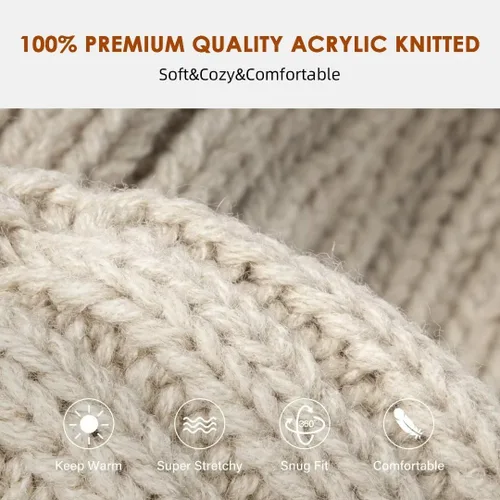 Miniatura 5 de SENPUKI Gorros de punto de invierno para mujer, gorro grueso para la nieve