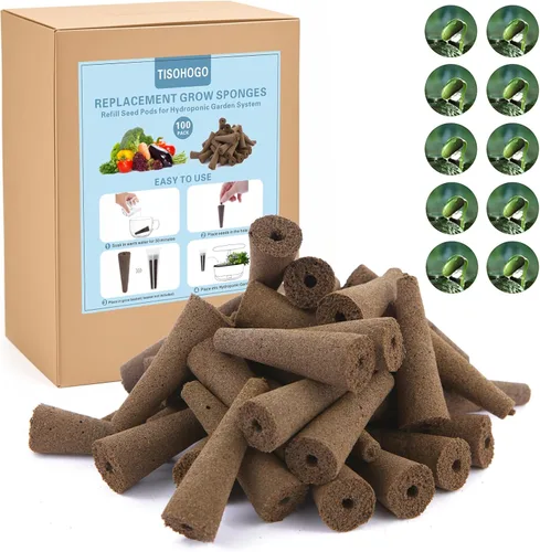 Paquete de 100 Esponjas de Cultivo, Esponjas de Crecimiento de Raíces de Repuesto para Vainas de Semillas Compatibles con AeroGarden, Libres de