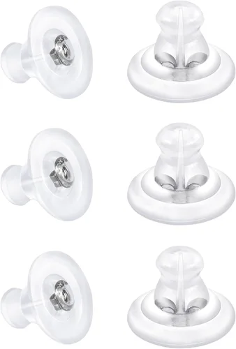 Miniatura 12 de Parte trasera de aretes, de silicona de oro de 18 quilates para tachuelas/orejas caídas, bloqueo seguro para aretes pesados, no irrita
