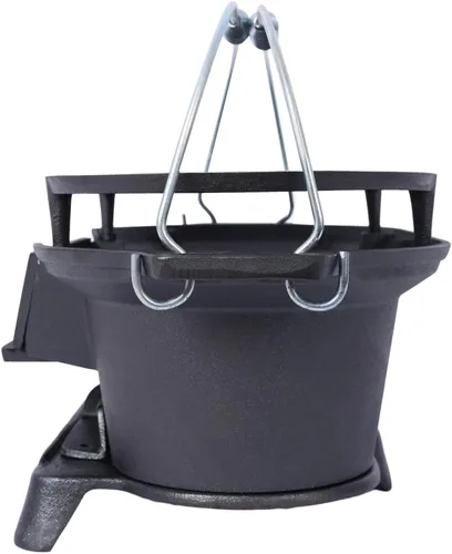 Miniatura 7 de Parrilla de Hierro Fundido Hibachi – Barbacoa portátil de carbón para cocinar al aire libre, sartén de mesa duradera, pequeño cocedor de carbón