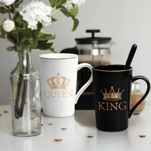 Miniatura 2 de Cabtnca Juego de tazas King and Queen, regalos para parejas para él y ella para Navidad, divertido juego de tazas de café para parejas, regalos