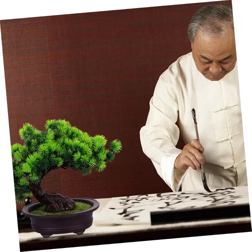 Miniatura 6 de NOLITOY Decoración de pino en maceta, plantas de plástico para exteriores, decoración de mesa al aire libre, decoración de oficina pequeña, árbol
