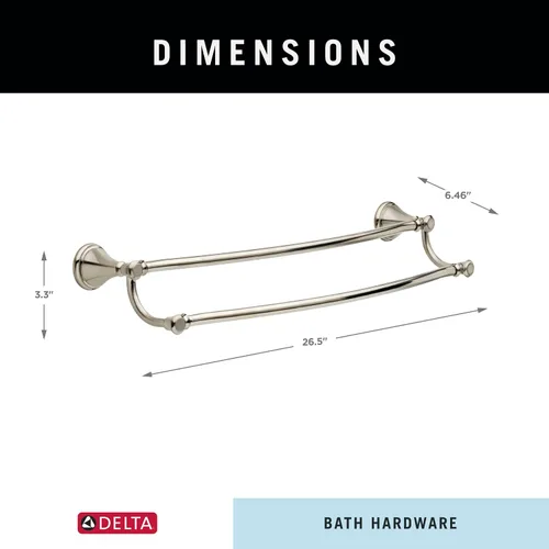 Miniatura 4 de Delta Faucet Cassidy Barra para toallas doble de 24 pulgadas, 79725-SS Inoxidable