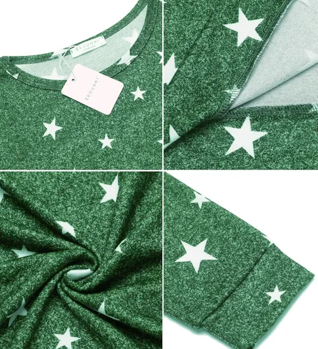 Miniatura 211 de Ekouaer Conjunto de pijama de manga larga para mujer, ropa de dormir suave con cuello redondo y bolsillos