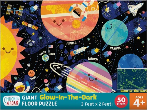 Miniatura 9 de Chuckle & Roar Rompecabezas de piso jumbo de dinosaurio – 50 piezas, 24 x 36 pulgadas, edades de 4 a 6 años – Rompecabezas para niños que brilla