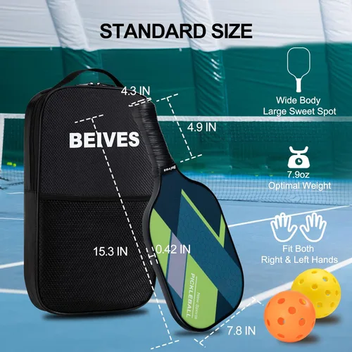 Miniatura 5 de USAPA - Palas de pickleball de fibra de vidrio USAPA, juego de 4, juego de pickleball con 4 raquetas de pickleball, incluye 4 bolas de pickleball