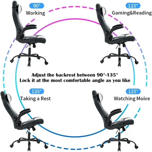 Miniatura 6 de Silla de juegos, silla ergonómica de escritorio para computadora, respaldo alto, silla de oficina, soporte lumbar de masaje, cómoda silla