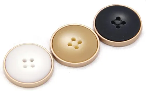 Miniatura 2 de 5 botones de 4 agujeros, botones de resina de metal blanco y negro, botones de artesanía para decoración de ropa, manualidades de costura