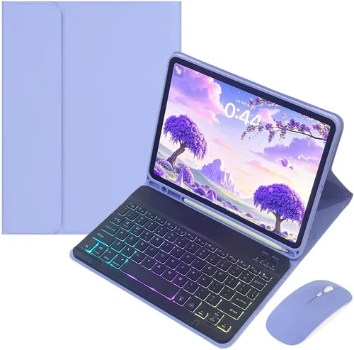 Miniatura 8 de Funda con teclado retroiluminado arcoíris para Galaxy Tab S6 Lite de 10.4 pulgadas con mouse y 7 colores RGB retroiluminación colorida teclado