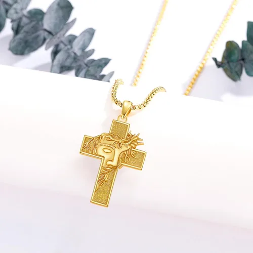Miniatura 188 de Eusense San Miguel San Cristóbal San Benito San Judas Virgen María Collar chapado en oro 925 joyería religiosa para hombres y mujeres, collar