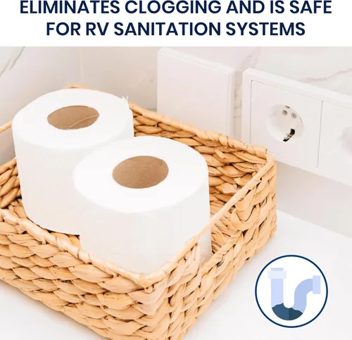 Miniatura 5 de Papel higiénico seguro para fosa séptica (2 capas, 4 rollos) para autocaravana, campamento y el mar, biodegradable. Alternativa natural a